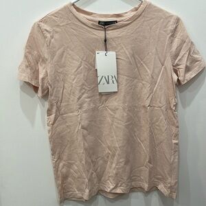 Zara cream peach cotton tshirt XS